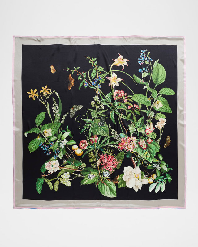 Addison Floral-Print Silk Scarf